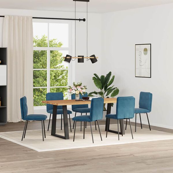 vidaXL Esszimmerst&uuml;hle 6 Stk. Blau Samt