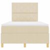 vidaXL LED Boxspringbett mit Matratze Creme 120 x 200 cm Stoff