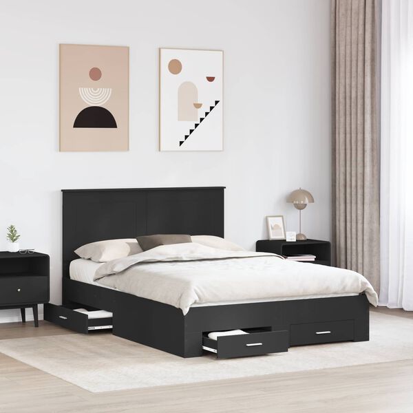 vidaXL Bettrahmen mit Kopfteil Schwarz 160 x 200 cm Holzwerkstoff