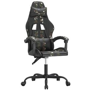 vidaXL Gaming-Stuhl Drehbar Schwarz und Tarnfarben Kunstleder