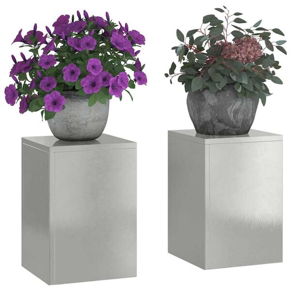 vidaXL Pflanzenständer 2 pcs Silber 24 x 24 x 35 cm Edelstahl