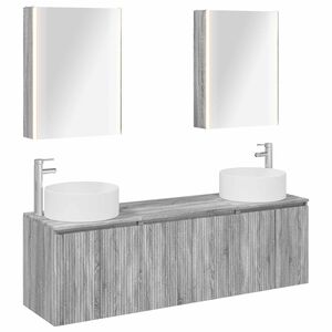 vidaXL Badezimmerschrank-Set 5 stk. Grau Sonoma Holzwerkstoff