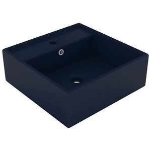 vidaXL Luxus-Waschbecken &Uuml;berlauf Quadratisch Matt Dunkelblau 41x41 cm