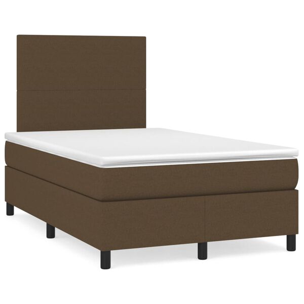 vidaXL Boxspringbett mit Matratze Dunkelbraun 120x200 cm Stoff