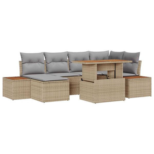 vidaXL Garten Essgruppe mit Kissen 7 pcs Beige und Grau