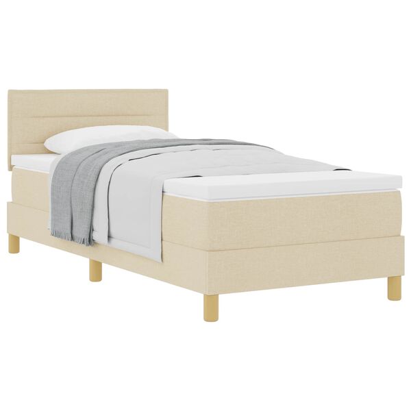 vidaXL Boxspringbett mit Matratze mit Kopfteil Creme 90 x 190 cm Stoff