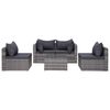 vidaXL 7-tlg. Garten-Lounge-Set mit Kissen Poly Rattan Grau