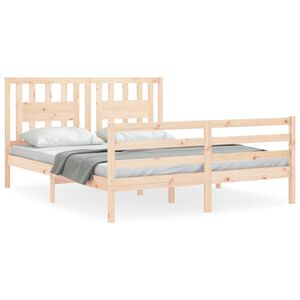 vidaXL Massivholzbett mit Kopfteil 160x200 cm