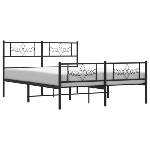 vidaXL Bettgestell mit Kopf- und Fu&szlig;teil Metall Schwarz 140x190 cm