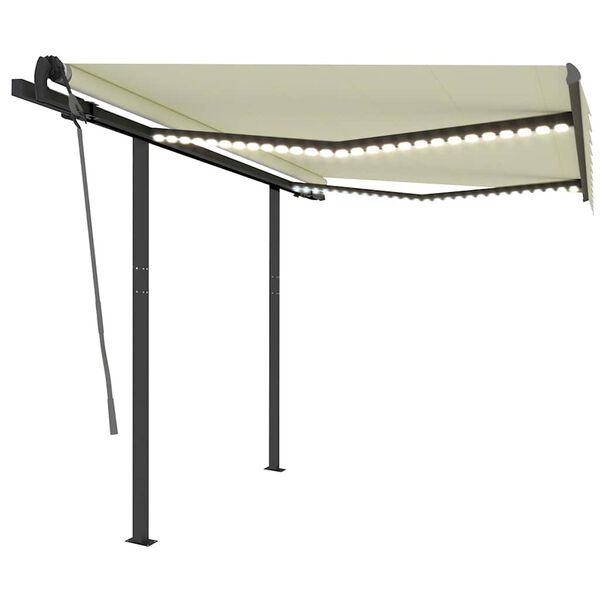vidaXL Markise Manuell Einziehbar mit LED 3x2,5 m Creme