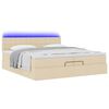 vidaXL Ottoman-Bett mit Matratzen & LEDs Creme 200x200 cm Stoff