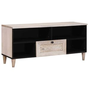 vidaXL TV-Schr&auml;nk Bleached White 100 x 33 x 46 cm Massivholz Mango