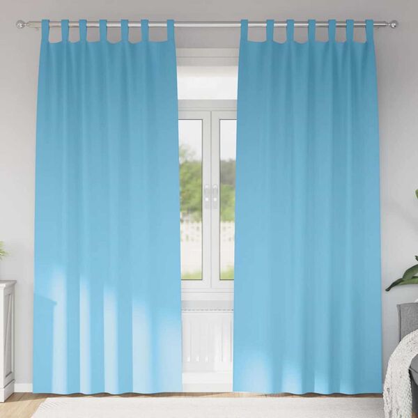 vidaXL Verdunkelungs-Vorh&auml;nge mit Ringen 2 pcs Himmelblau 225 x 140 cm