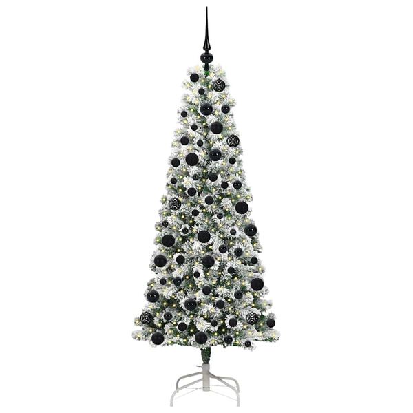 vidaXL K&uuml;nstlicher klappbarer Weihnachtsbaum Gr&uuml;n und Wei&szlig; 180 cm