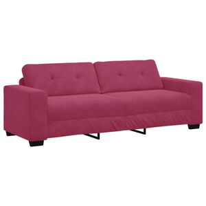 vidaXL | 3-Sitzer-Sofa | mit Kissen Weinrot Samt