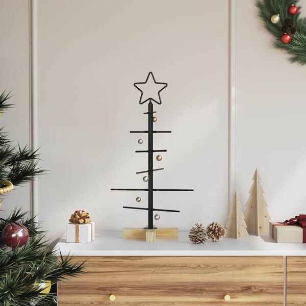 vidaXL Metall Weihnachtsbaum Schwarz 60 cm Pulverbeschichteter Stahl