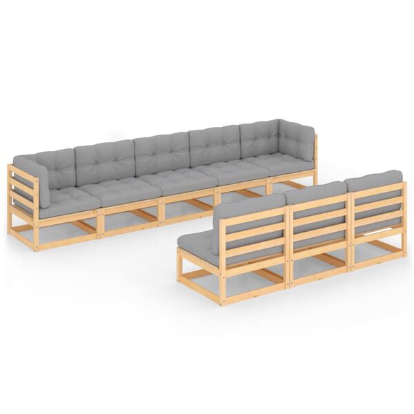 vidaXL 8-tlg. Garten-Lounge-Set mit Kissen Massivholz Kiefer