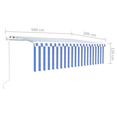 vidaXL Markise Automatisch Einziehbar mit Volant 5x3 m Blau und Weiß