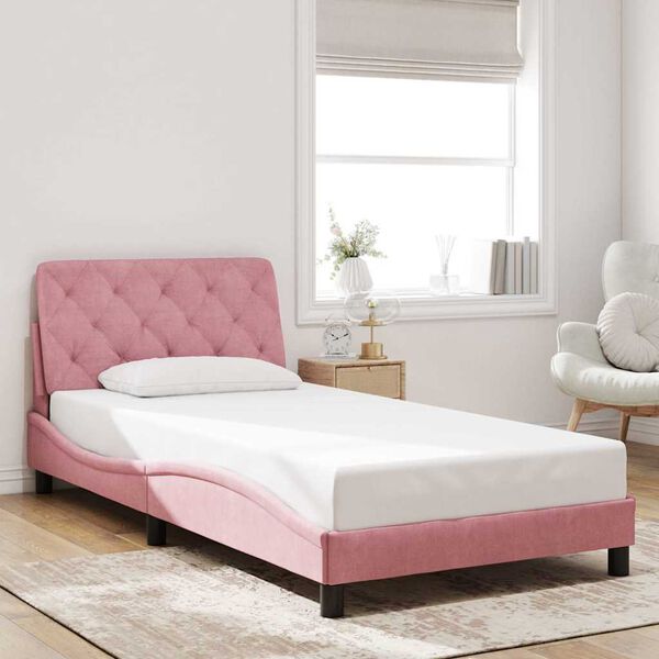 vidaXL Bettgestell ohne Matratze Rosa 100x200 cm Samt
