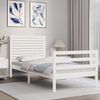 vidaXL Massivholzbett mit Kopfteil Wei&szlig; 90x200 cm