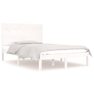 vidaXL Massivholzbett Wei&szlig; 135x190 cm