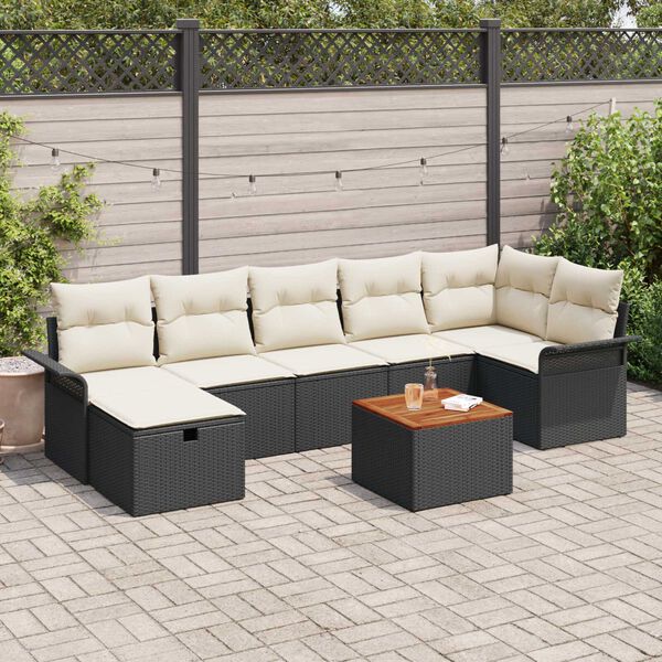 vidaXL Garten-Sofa-Set 8 pcs Schwarz Poly-Rattan