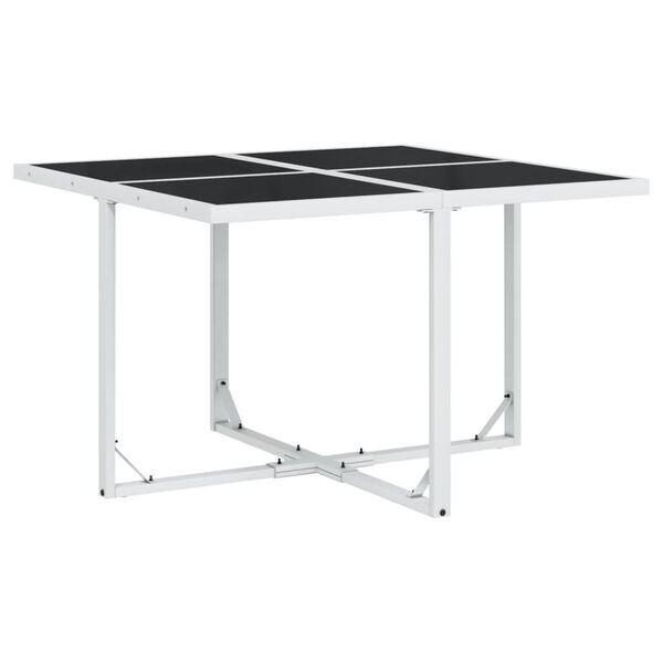 vidaXL 5-tlg. Garten-Essgruppe mit Kissen Weiß Textilene