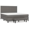 vidaXL Boxspringbett mit Matratze Grau 160x200 cm Kunstleder