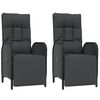 vidaXL Garten-Relaxsessel mit Kissen 2 Stk. Poly Rattan Schwarz