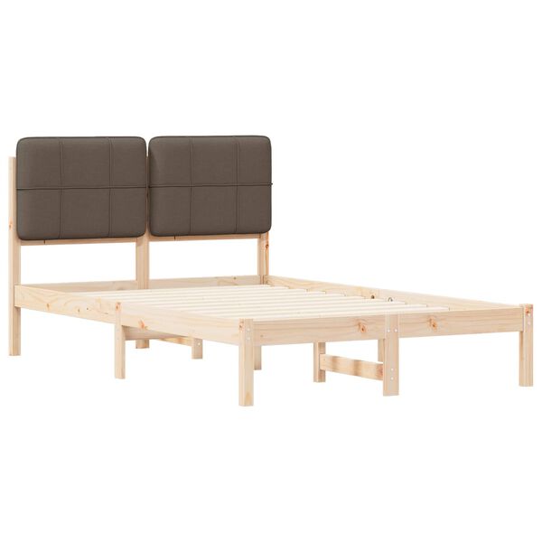 vidaXL Bettgestell mit gepolstertem Kopfteil Taupe 120 x 200 cm
