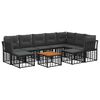 vidaXL Outdoor-Sofagarnitur 10 pcs Schwarz und Dunkelgrau Polyester