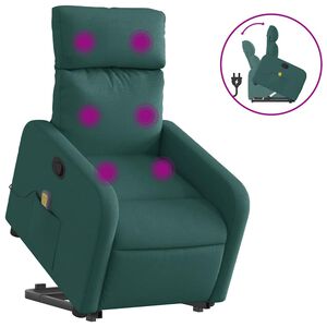 vidaXL Massagesessel mit Aufstehhilfe Dunkelgr&uuml;n Stoff