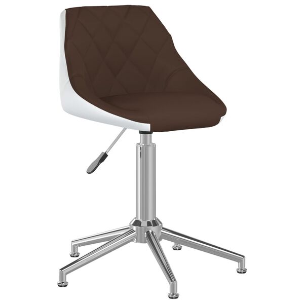vidaXL Esszimmerstuhl Drehbar Braun und Wei&szlig; Kunstleder
