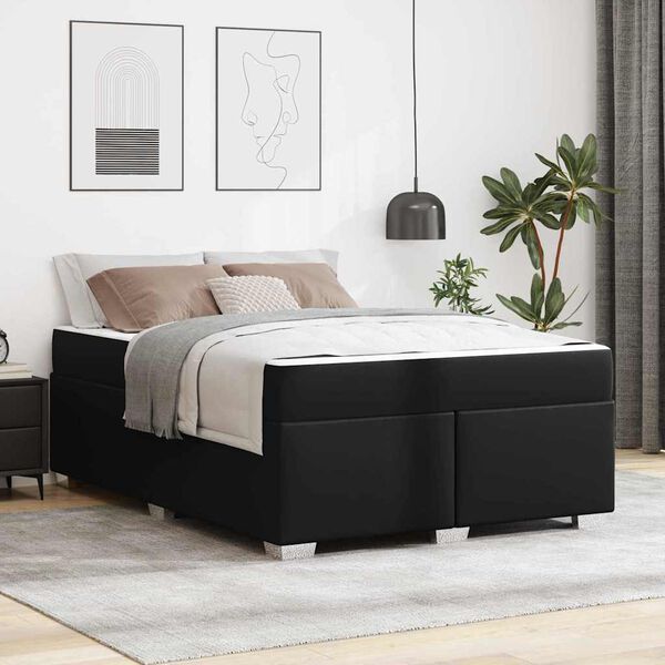 vidaXL Bettrahmen mit Matratze Schwarz 140 x 200 cm Stoff