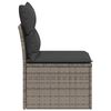 vidaXL Gartensofa ohne Armlehnen mit Kissen Grau Poly Rattan