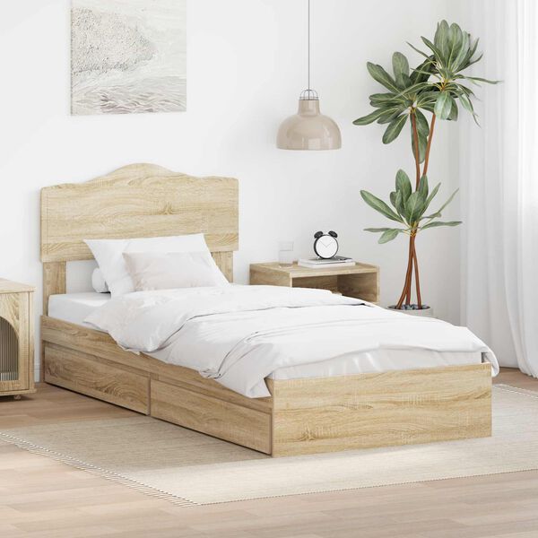 vidaXL Aufbewahrungsbett Sonoma-Eiche 70 x 190 cm Holzwerkstoff