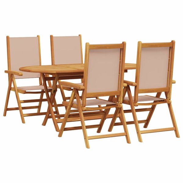 vidaXL Garten Essgruppe 5 pcs Taupe Massivholz Akazie