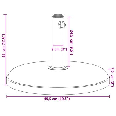 vidaXL Sonnenschirmständer Ø32/35/38 mm Mast 25 kg Rund