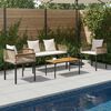 vidaXL Gartenm&ouml;bel Set mit Kissen 4 pcs Beige und Cremewei&szlig; PE-Rattan
