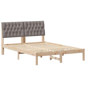 vidaXL Bettrahmen mit Kopfteil Taupe 140 x 190 cm Massives Kiefernholz