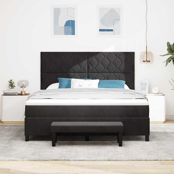 vidaXL Boxspringbett mit Matratze Schwarz 180 x 200 cm Samt