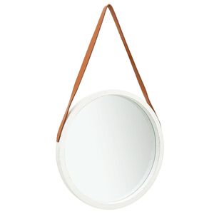 vidaXL Wandspiegel mit G&uuml;rtel 50 cm Wei&szlig;