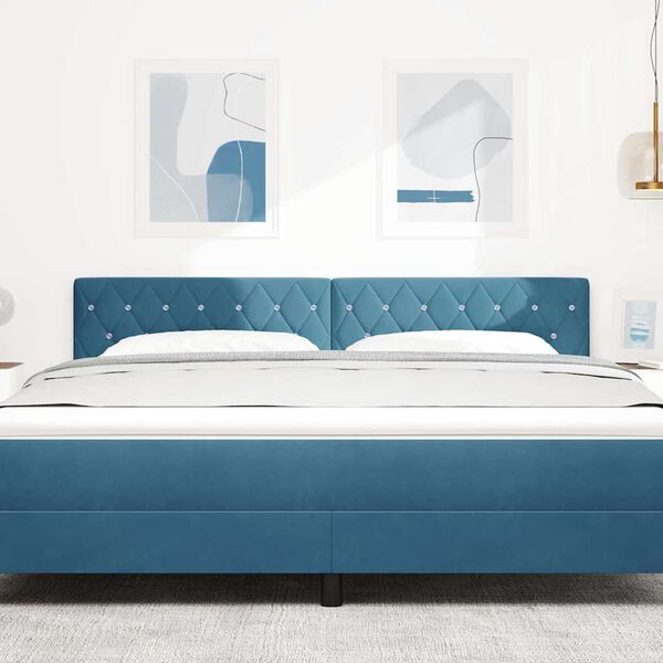 vidaXL LED Kopfteil mit LED-Lichtleisten Dunkelblau 180 cm Polyester