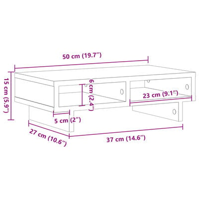 vidaXL Monitorständer Altholz-Optik 50x27x15 cm Holzwerkstoff