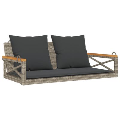 vidaXL Hängebank mit Kissen Grau 109x62x40 cm Poly Rattan