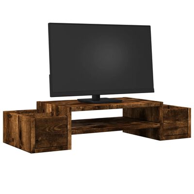 vidaXL Monitorständer mit Stauraum Räuchereiche 70x27x15 Holzwerkstoff