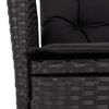 vidaXL Gartensessel Verstellbar mit Kissen Schwarz Poly Rattan