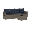 vidaXL 5-teiliges Gartensofa-Set mit Kissen, grau, Polyrattan
