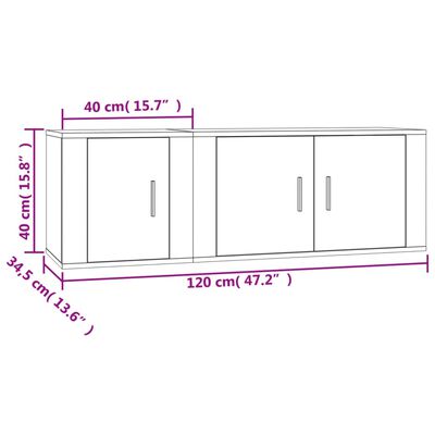 vidaXL 2-tlg. TV-Schrank-Set Betongrau Holzwerkstoff