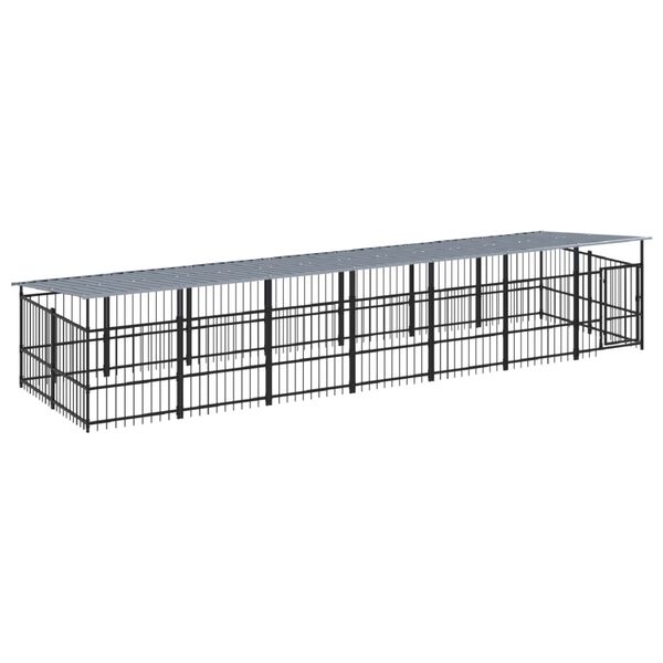 vidaXL Outdoor-Hundezwinger mit Dach Stahl 13,14 m&sup2;